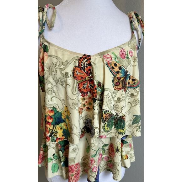 Johnny Was Bikini SwimSuit M Floral Butterflies Ruffles Boho Gypsy Resort Aloha - Picture 10 of 13